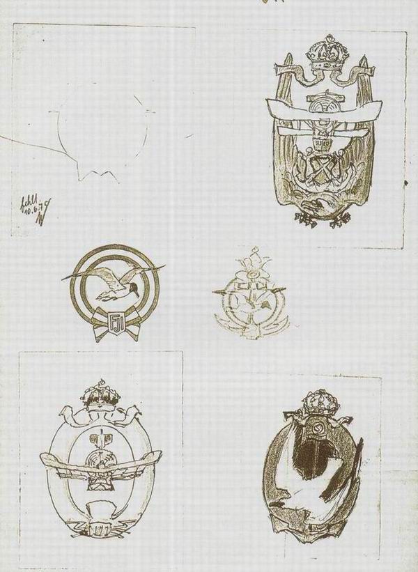 Design Drawings for the Naval Pilot's Badge from the 1915 Files